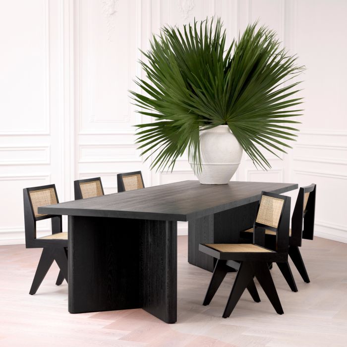 Chaise de salle à manger noire en rotin | Eichholtz Niclas