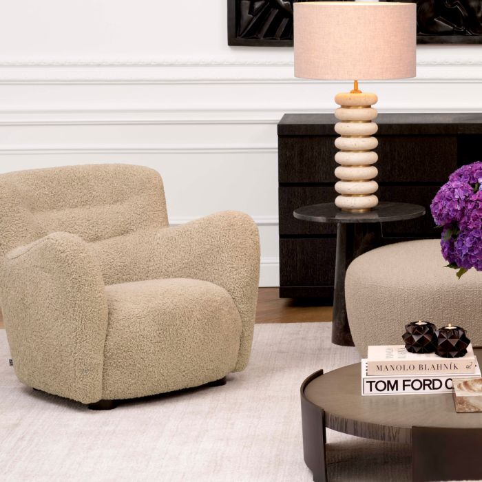 Fauteuil molletonné sable | Eichholtz Bixby