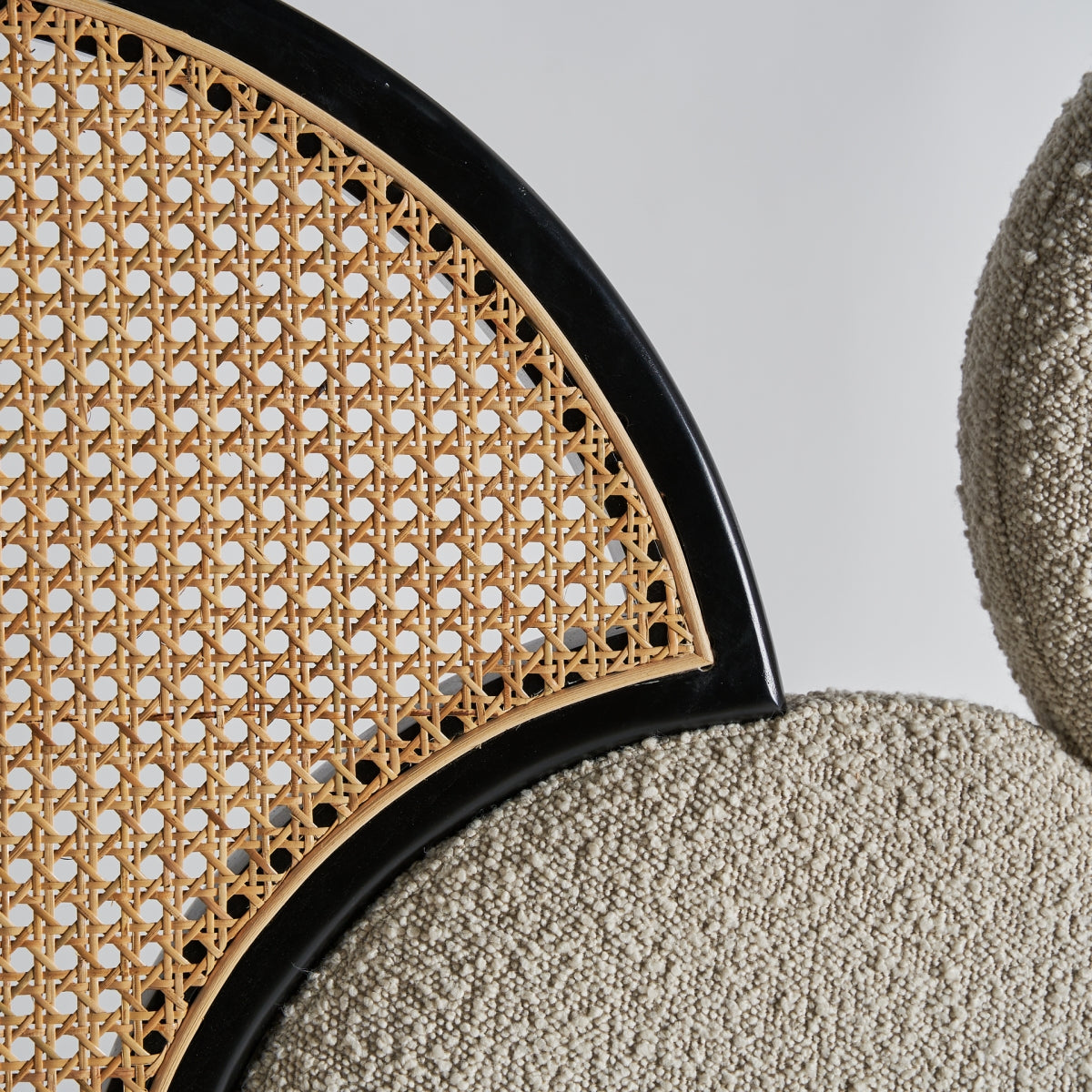 Tête de lit en rotin noir et bouclé crème | Vical Prati 160 | REMO, mobilier et décoration d'intérieur