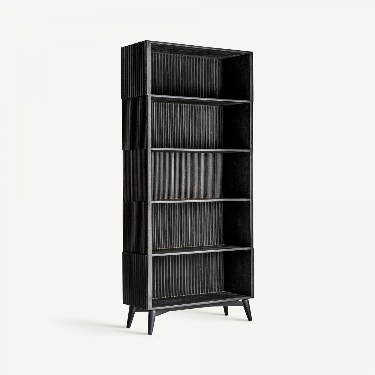 Bibliothèque en manguier noir plissé | Vical Wood | REMO, mobilier et décoration d'intérieur