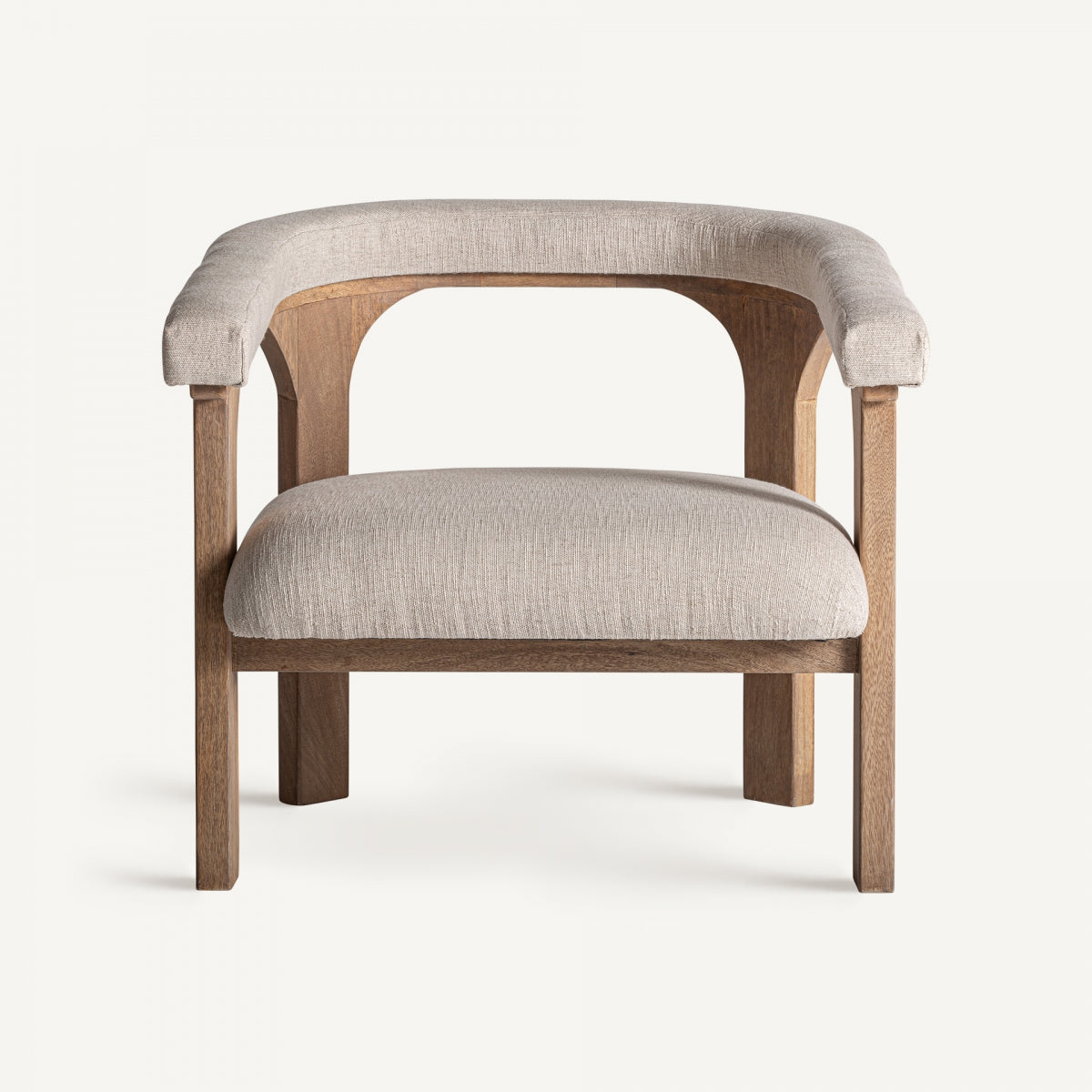 Fauteuil d'appoint en manguier et tissu beige | Vical Racoud