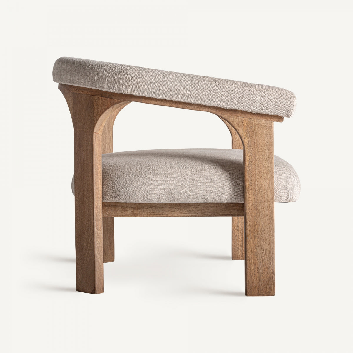 Silla auxiliar de madera de mango y tela beige | Vical Racoud