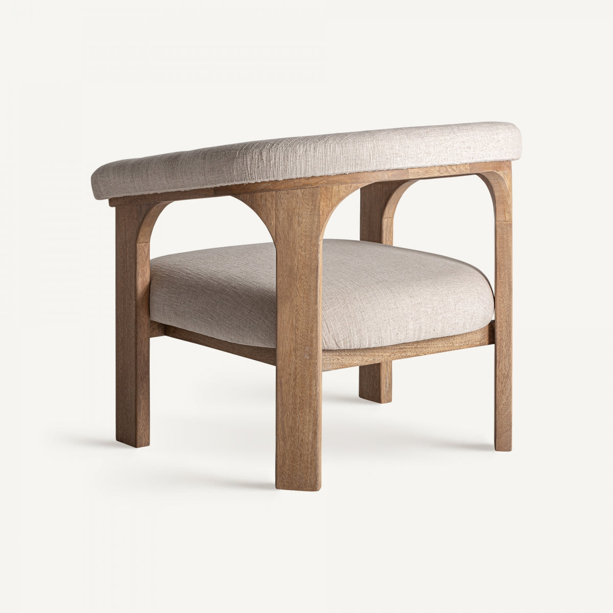 Silla auxiliar de madera de mango y tela beige | Vical Racoud