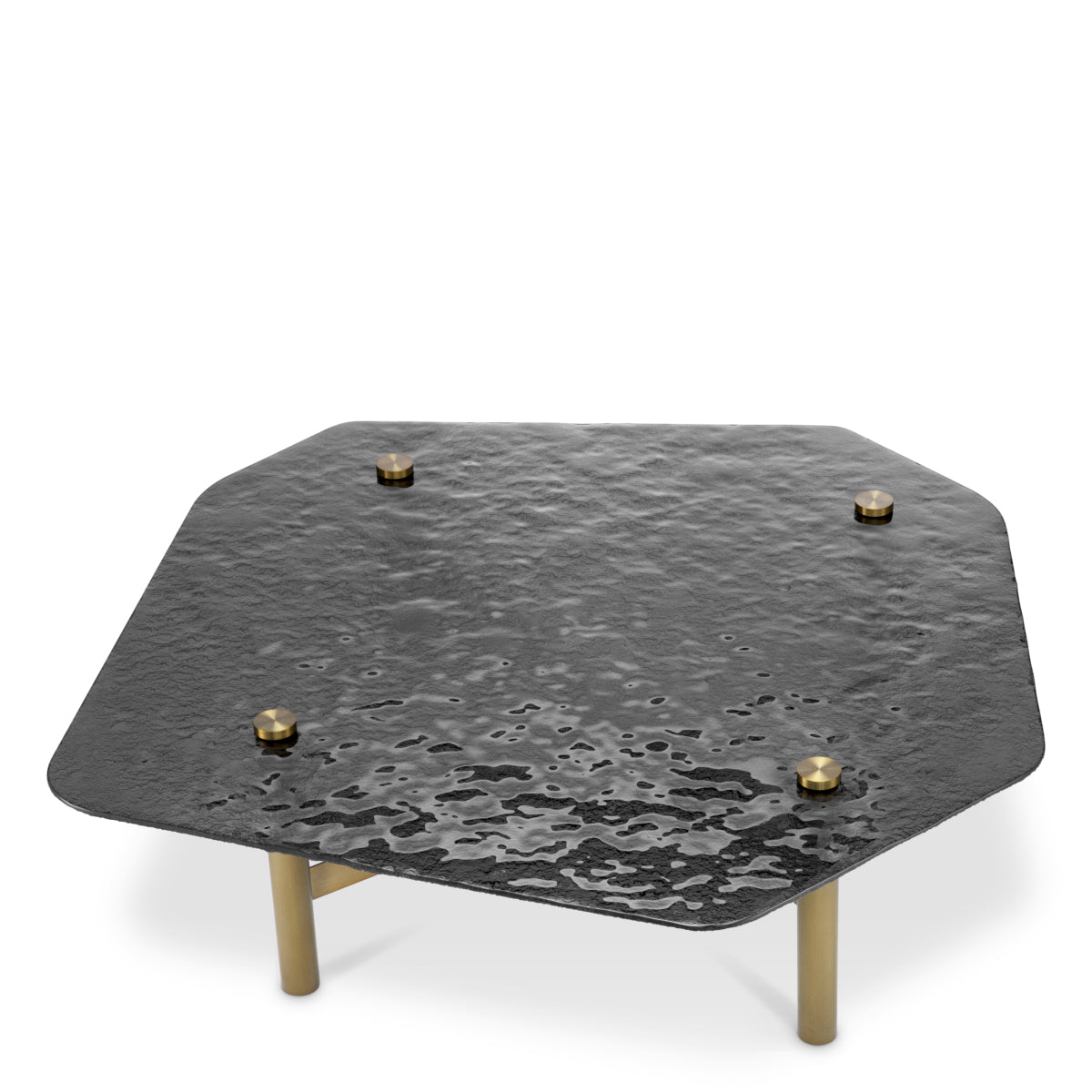 Table basse en laiton brossé et verre fumé coulé | Eichholtz Cortes - vue d'ambiance | REMO-HOME
