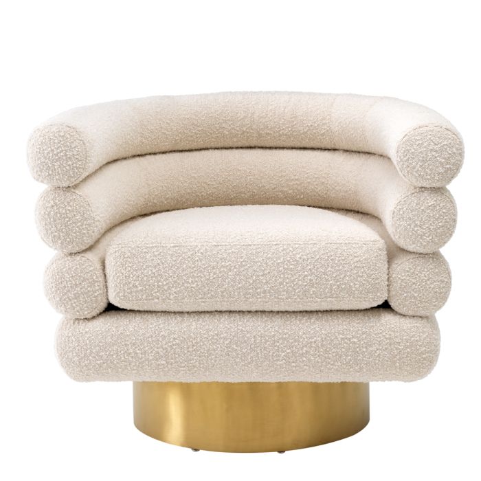 Fauteuil pivotant bouclé crème | Eichholtz Maguire