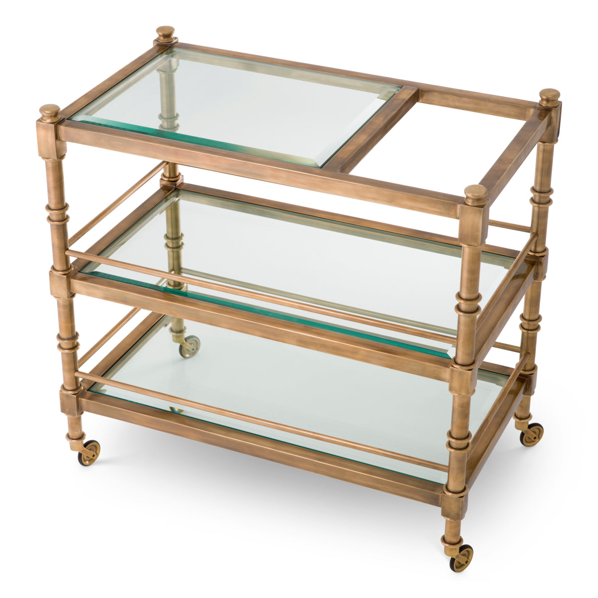 Trolley en laiton vintage et verre clair biseauté | Eichholtz Alexia - vue d'ambiance | REMO-HOME