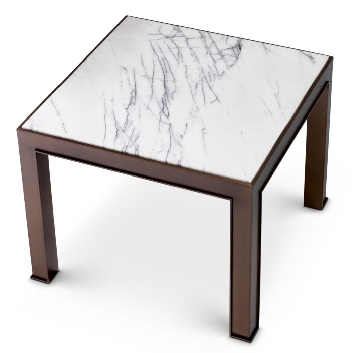 Table d'appoint cuivrée en marbre blanc | Eichholtz Tardieu