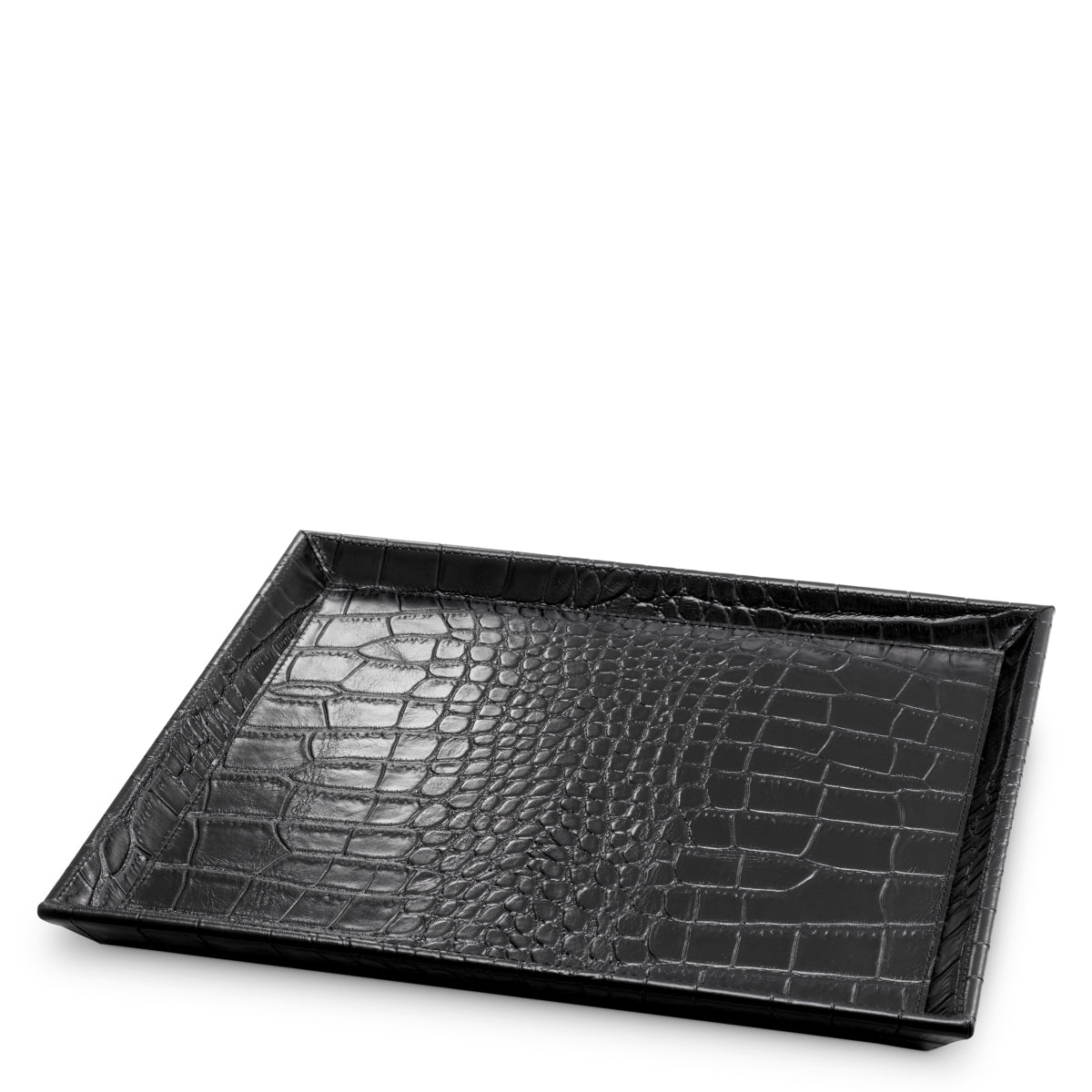 Plateau de bureau en cuir noir embossé croco | Eichholtz Scaleo - vue d'ambiance | REMO-HOME