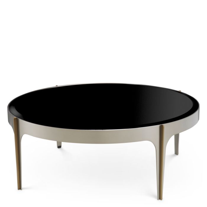 Table basse en verre noir et métal brossé | Eichholtz Artemisa S