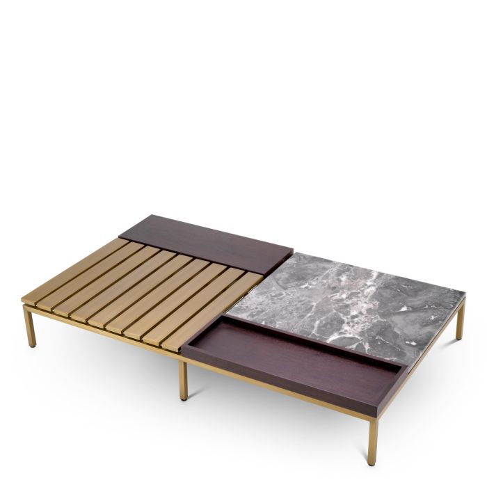 Table basse en laiton brossé et marbre gris | Eichholtz Forma