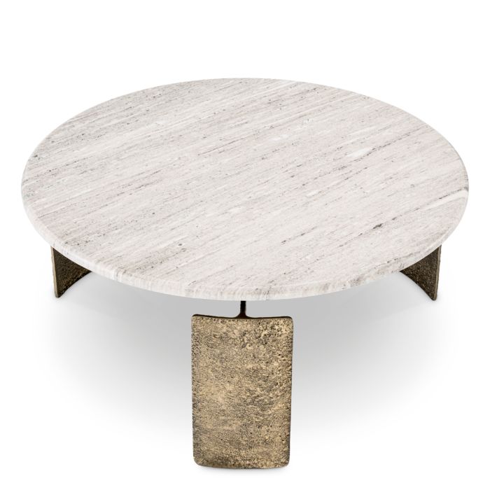 Table basse dorée en marbre beige | Eichholtz Bodega
