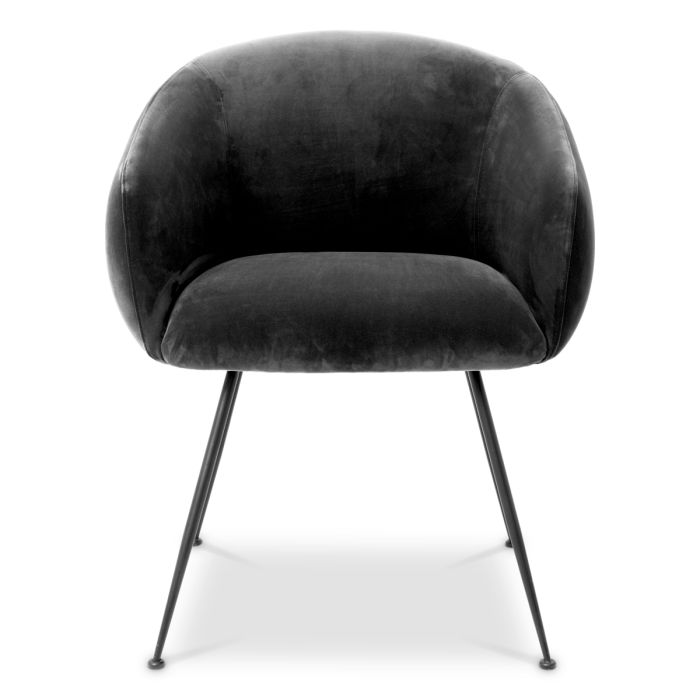 Chaise de salle à manger en velours noir | Eichholtz Elbury