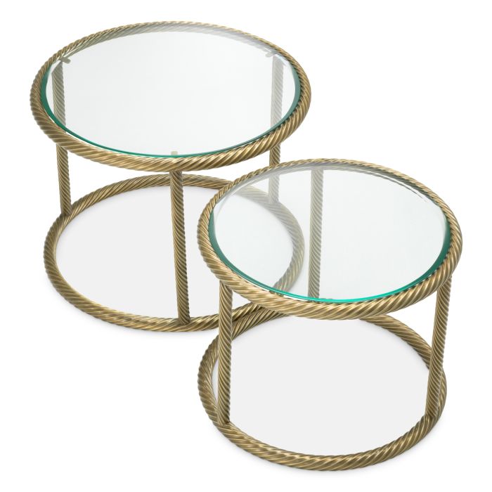 Table d'appoint dorée en verre transparent (lot de 2) | Eichholtz Addison