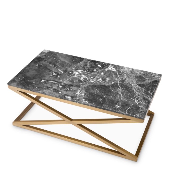 Table basse dorée en marbre gris | Eichholtz Criss Cross