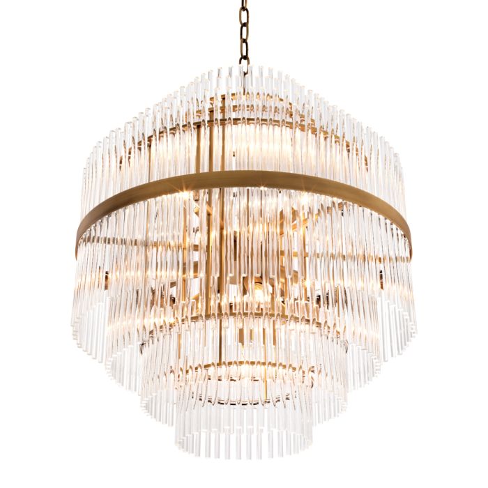Lustre doré en verre transparent | Eichholtz East