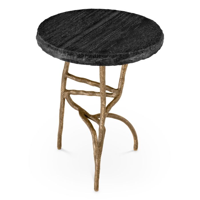 Table d'appoint dorée en marbre gris | Eichholtz Dreyfus