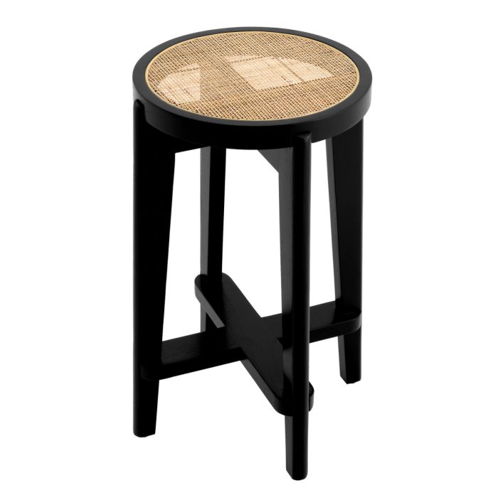 Tabouret de bar noir en rotin | Eichholtz Dareau L