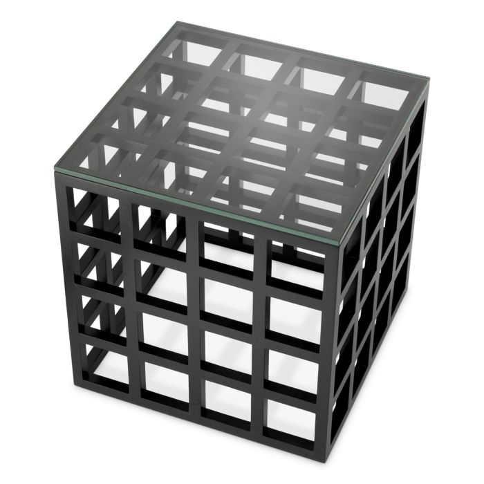 Table d'appoint noire en verre transparent | Eichholtz Cubico