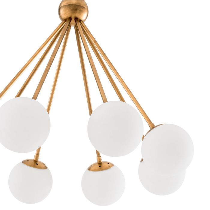 Lustre doré en verre blanc | Eichholtz Luxor