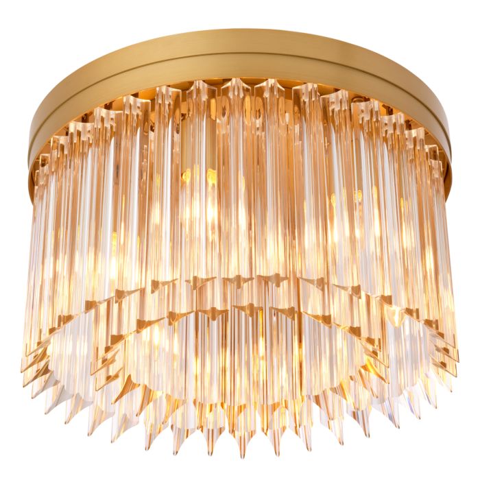Plafonnier doré en verre transparent | Eichholtz Evina