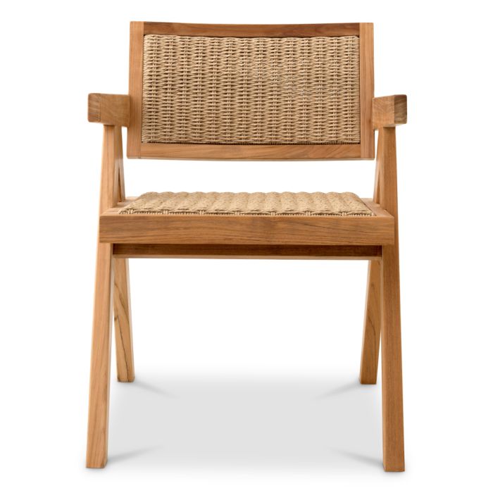 Chaise extérieure en teck et tissage marron | Eichholtz Kristo