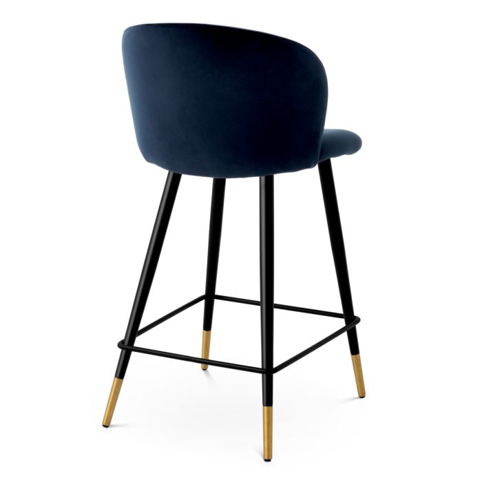 Chaise de comptoir en velours bleu nuit | Eichholtz Volante