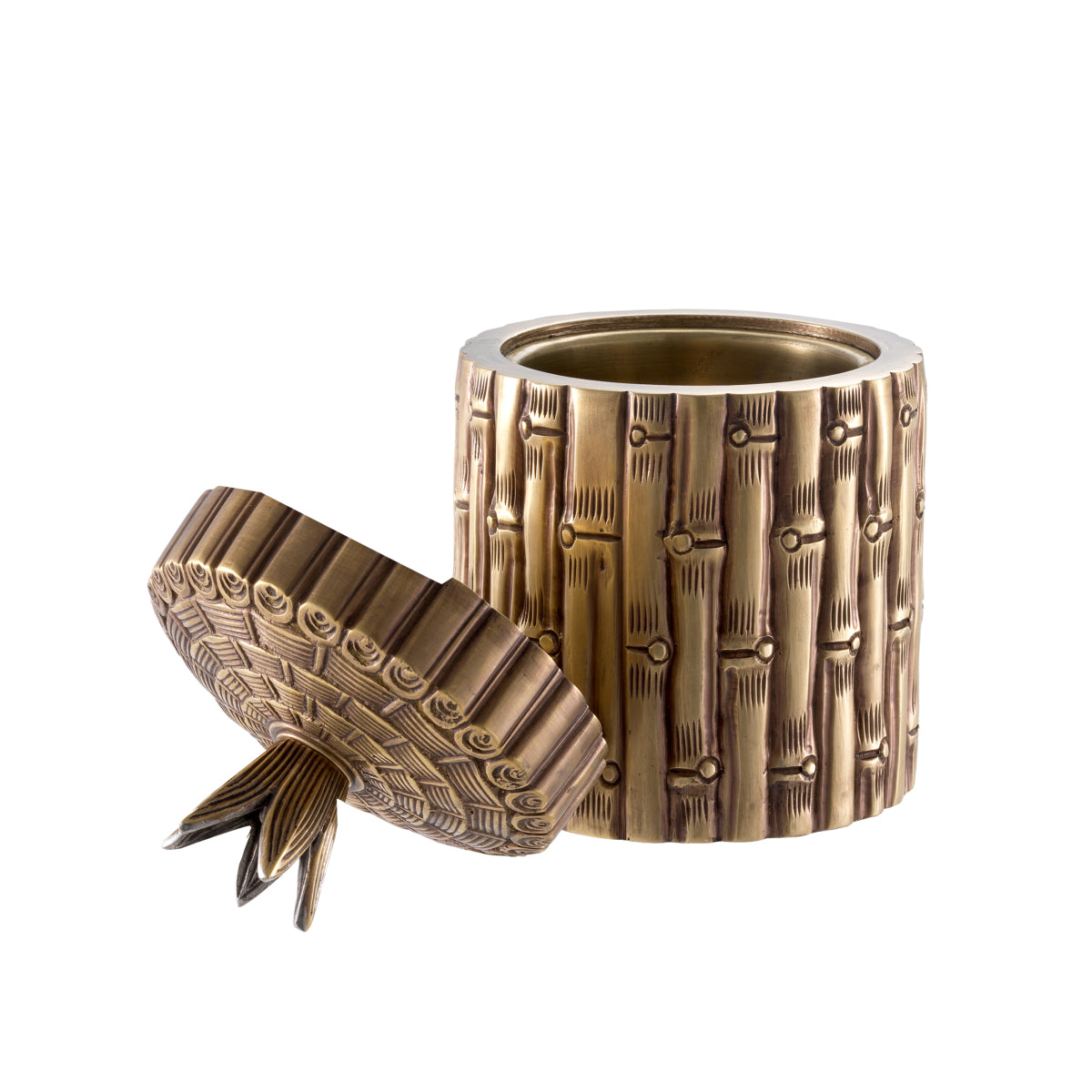 Boîte en bambou à finition laiton vintage ronde | Eichholtz Box Bamboo - vue d'ambiance | REMO-HOME