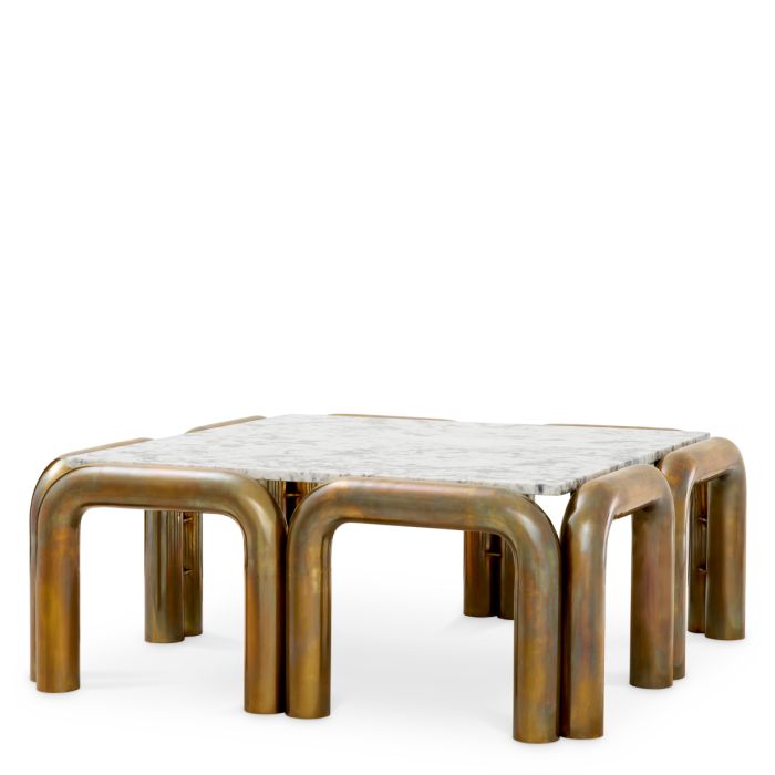 Table basse dorée en marbre blanc | Eichholtz Sunwood