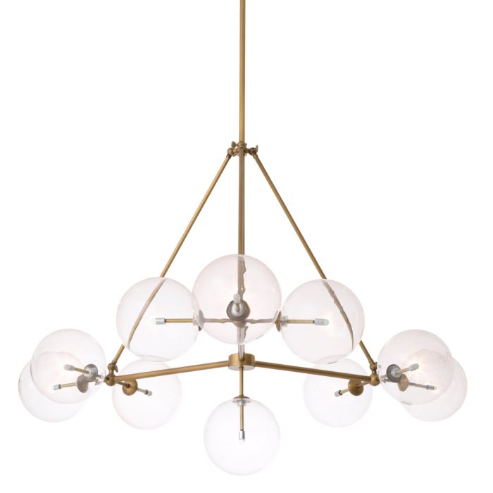 Lustre doré en verre transparent | Eichholtz Bermude