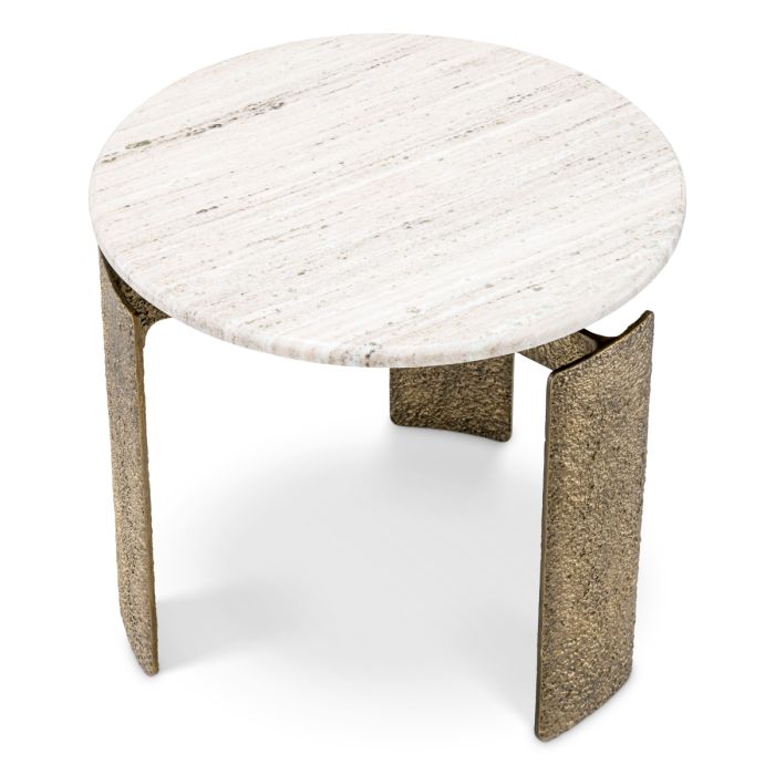 Table d'appoint dorée en marbre beige | Eichholtz Bodega