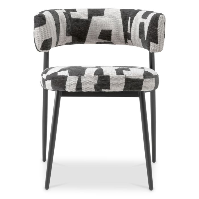 Chaise de salle à manger en tissu noir et blanc | Eichholtz Folsom