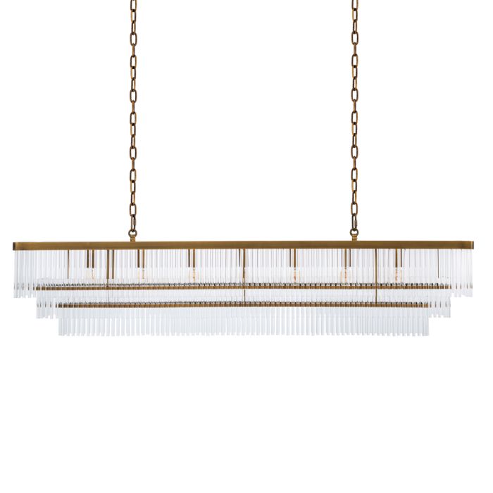 Lustre rectangulaire doré en verre transparent | Eichholtz East