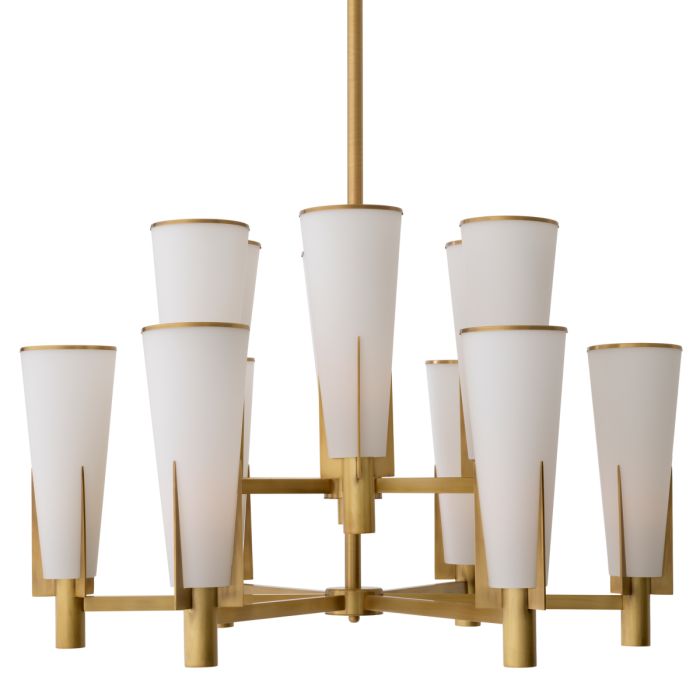 Lustre doré en verre blanc | Eichholtz Dino Double