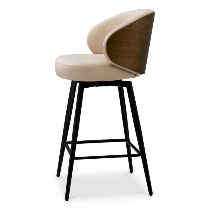 Chaise de comptoir en tissu beige | Eichholtz Camerota