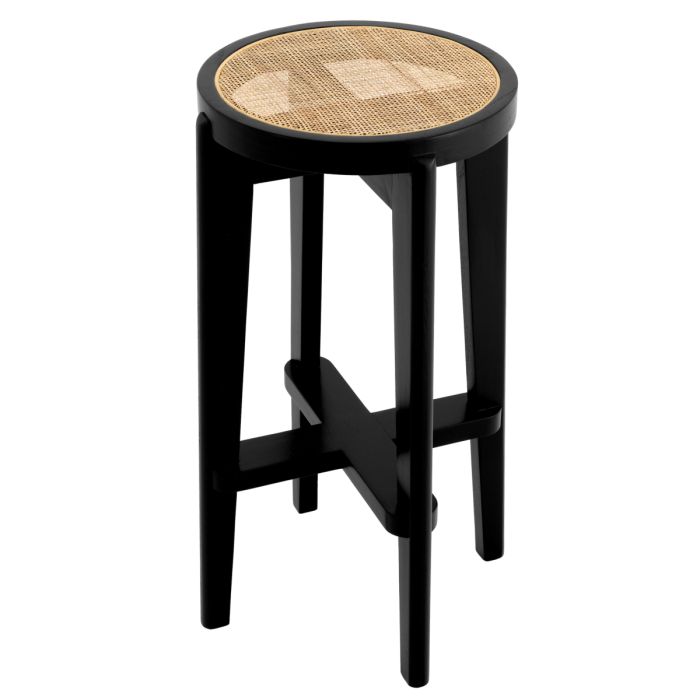 Tabouret de bar noir en rotin | Eichholtz Dareau S