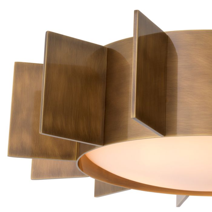 Plafonnier doré en verre blanc | Eichholtz Mario