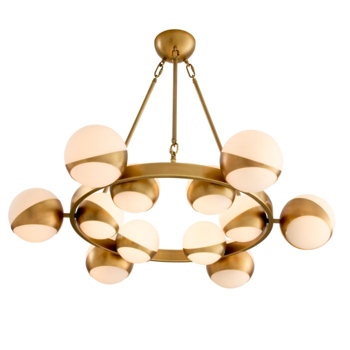 Lustre doré en verre blanc | Eichholtz Piazetta