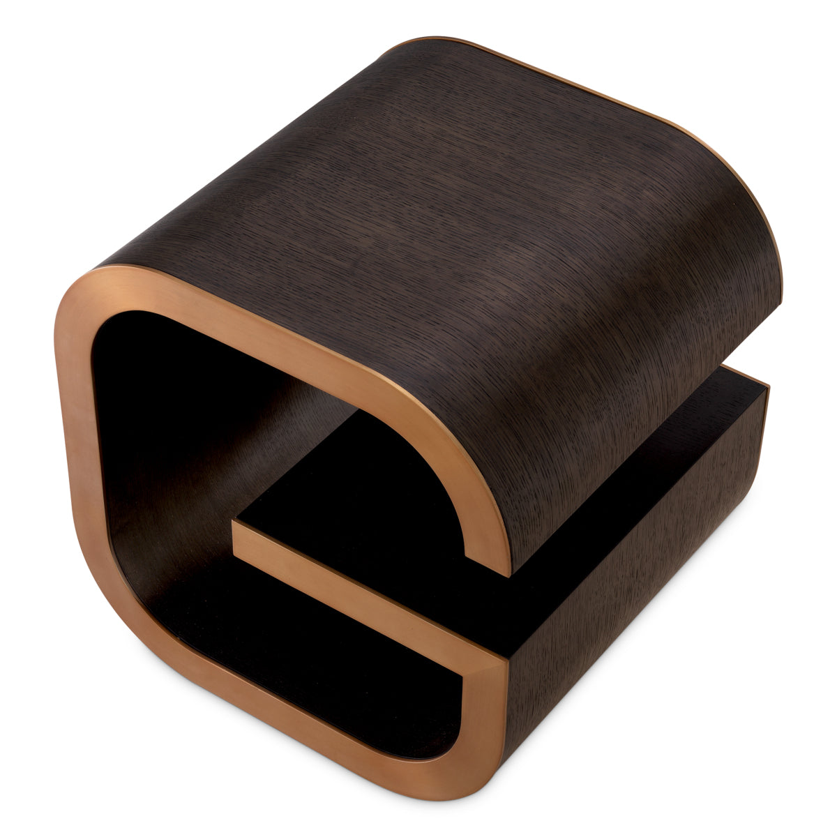 Table d'appoint en placage chêne moka et finition laiton brossé | Eichholtz Galan - vue d'ambiance | REMO-HOME