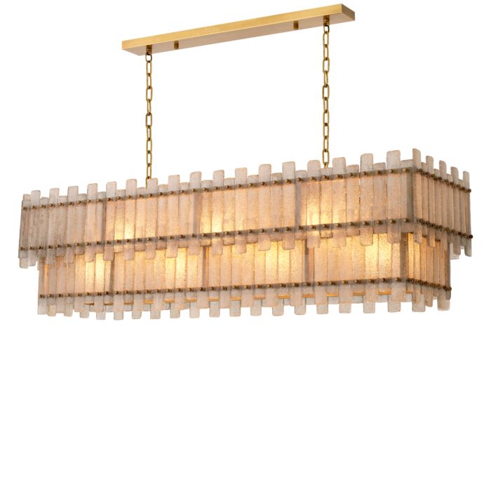 Lustre rectangulaire doré en verre soufflé | Eichholtz Caprera