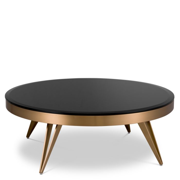 Table basse en laiton brossé et verre noir | Eichholtz Rocco
