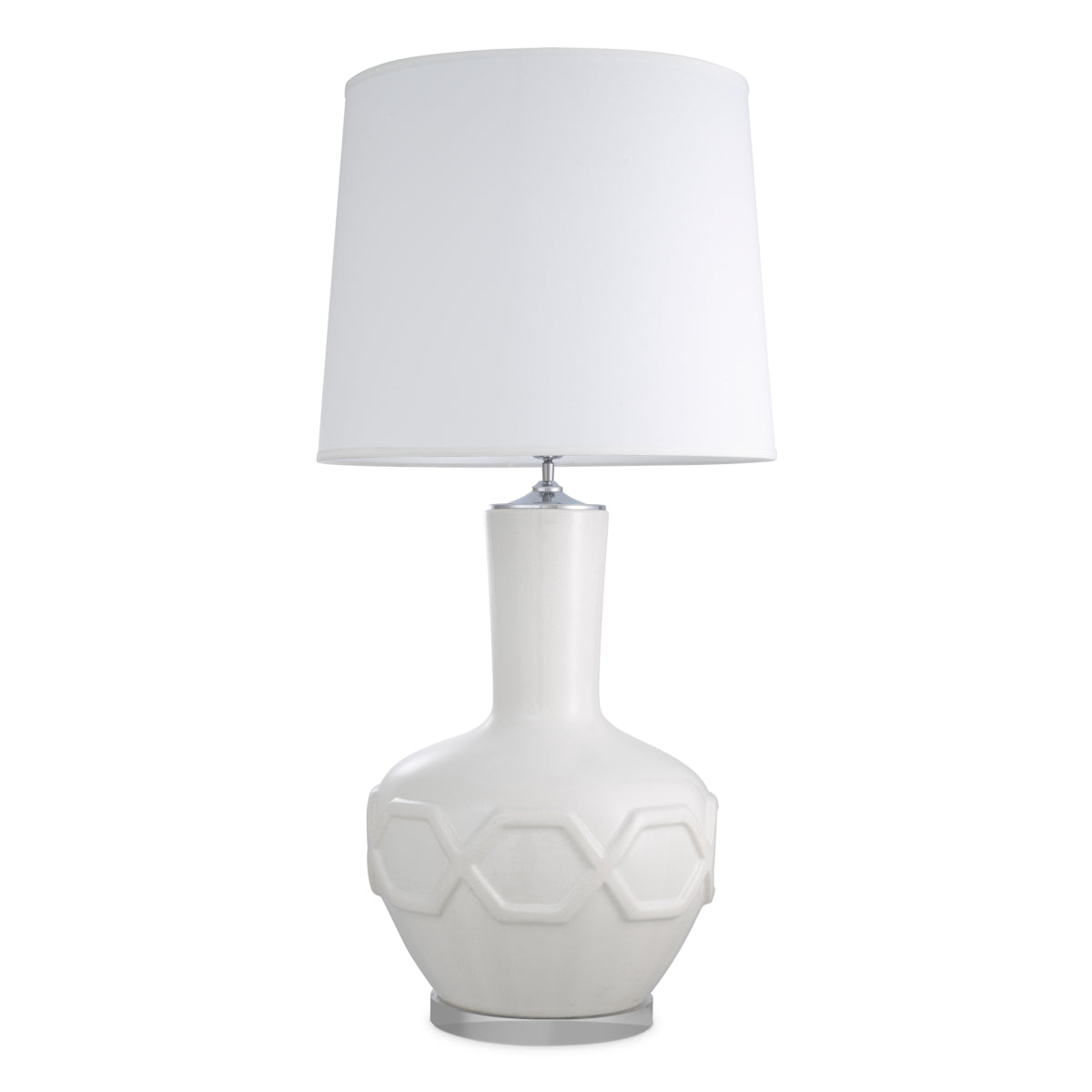 Lampe de table en céramique blanche craquelée avec abat-jour | Eichholtz Lambert - vue d'ambiance | REMO-HOME