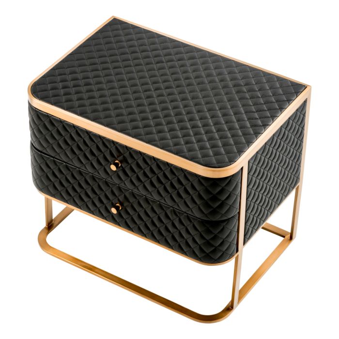 Table de chevet en similicuir noir | Eichholtz Monfort