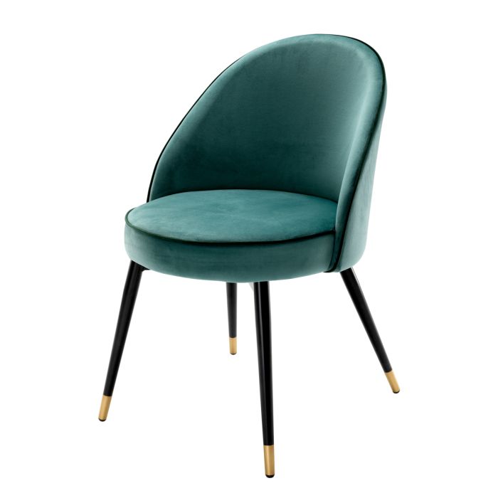 Chaise de salle à manger en velours turquoise (lot de 2) | Eichholtz Cooper