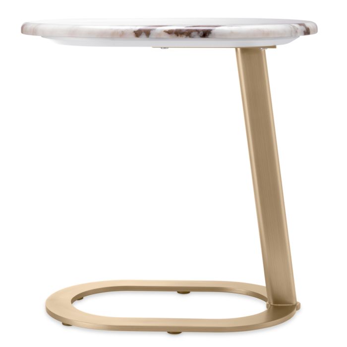 Table d'appoint dorée en marbre blanc | Eichholtz Oyo