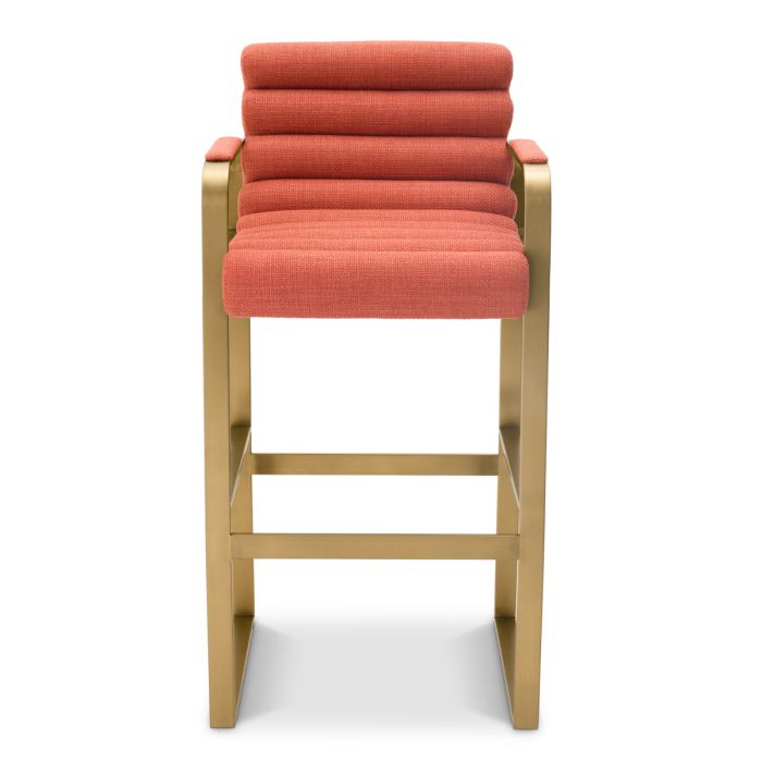 Chaise de bar dorée en tissu orange | Eichholtz Olsean