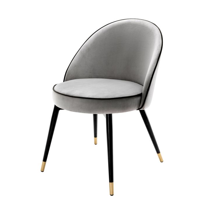 Chaise de salle à manger en velours gris clair (lot de 2) | Eichholtz Cooper