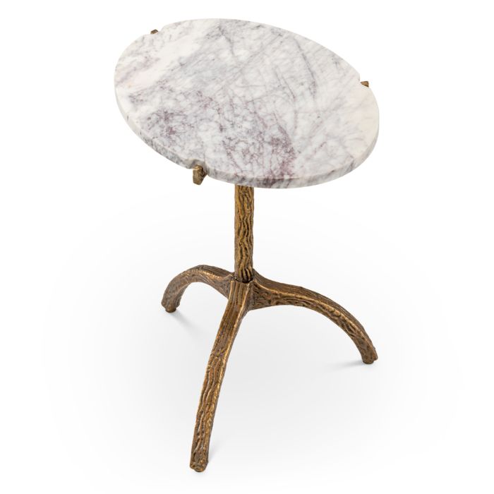Table d'appoint ovale dorée en marbre blanc | Eichholtz Cortina