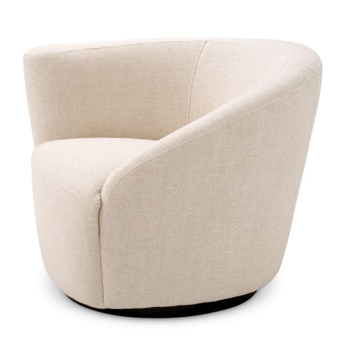 Fauteuil pivotant en tissu blanc écru | Eichholtz Colin R