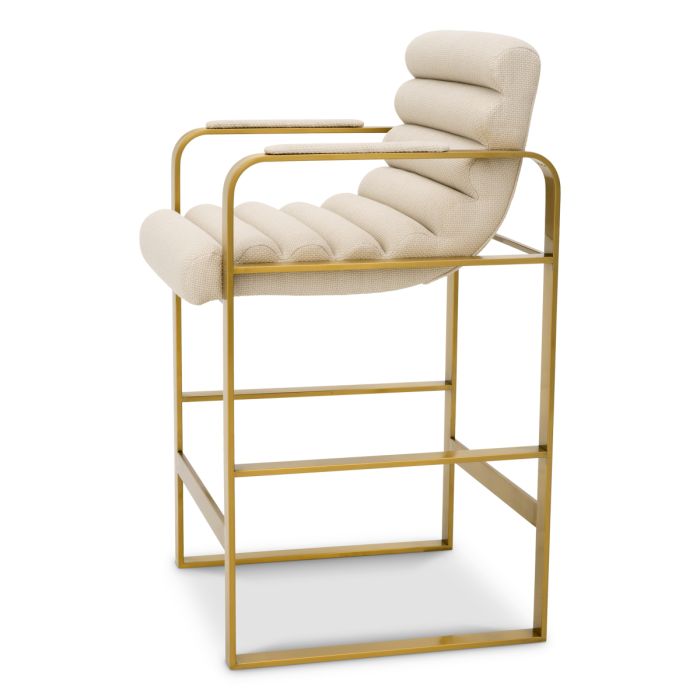 Chaise de comptoir dorée en tissu sable | Eichholtz Olsean