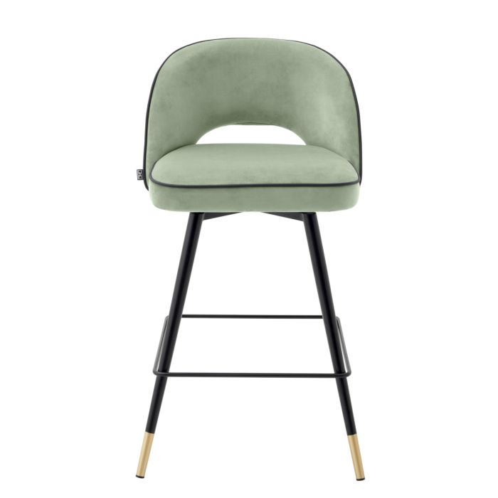 Chaise de comptoir en velours vert (lot de 2) | Eichholtz Cliff